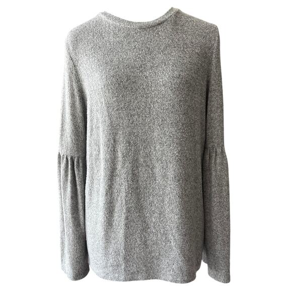 Zara Trafaluc Stretch Gray Bell Sleeve Pullover Sweater Size M Flounce Coquette - Picture 1 of 7